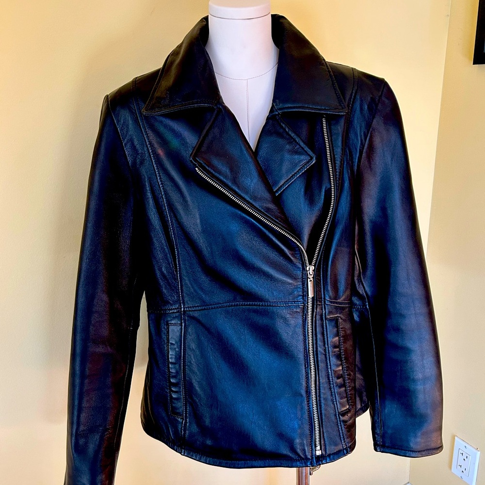 Colebrook & Co Black Leather Motorcycle Jacket
